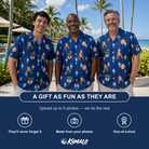 Friends in matching Men's Declaration Drips Custom Face Hawaiian Shirt — a group gift photo