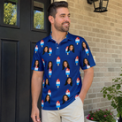 Real-life photo of someone wearing Men's Declaration Drips Custom Face Polo Shirt — custom faces printed all-over