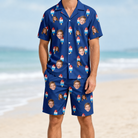 Model wearing Men's Declaration Drips Custom Face Shirt & Shorts Set printed with kids' faces