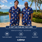 Friends in matching Men's Declaration Drips Custom Face Shirt & Shorts Set — a group gift photo