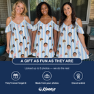 Friends in matching Women's Skyburst Salute Custom Face Off-Shoulder Dress — a group gift photo