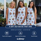 Friends in matching Women's Skyburst Salute Custom Face Tank Dress — a group gift photo