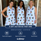 Friends in matching Women's Skyburst Salute Custom Face V-Neck Dress — a group gift photo