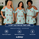 Friends in matching Women's Sam's Sparkle Custom Face Off-Shoulder Dress — a group gift photo