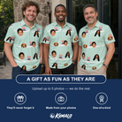 Friends in matching Men's Sam's Sparkle Custom Face Polo Shirt — a group gift photo