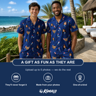 Friends in matching Men's Founding Flares Custom Face Shirt & Shorts Set — a group gift photo