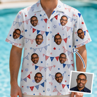 Man wearing Men's Civic Colors Custom Face Hawaiian Shirt — custom faces printed all-over