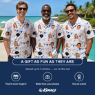 Friends in matching Men's Civic Colors Custom Face Hawaiian Shirt — a group gift photo