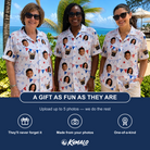 Friends in matching Women's Civic Colors Custom Face Hawaiian Shirt — a group gift photo
