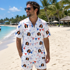 Real-life photo of someone wearing Men's Civic Colors Custom Face Shirt & Shorts Set — custom faces printed all-over
