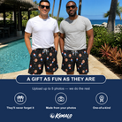 Friends in matching Men's Starsicle Swirl Custom Face Beach Shorts — a group gift photo