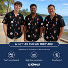 Friends in matching Men's Starsicle Swirl Custom Face Hawaiian Shirt — a group gift photo