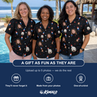 Friends in matching Women's Starsicle Swirl Custom Face Hawaiian Shirt — a group gift photo