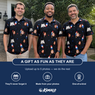 Friends in matching Men's Starsicle Swirl Custom Face Polo Shirt — a group gift photo