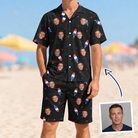 Man wearing Men's Starsicle Swirl Custom Face Shirt & Shorts Set — custom faces printed all-over