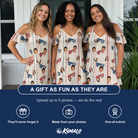 Friends in matching Women's Firework Frames Custom Face Off-Shoulder Dress — a group gift photo