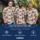 Friends in matching Men's Firework Frames Custom Face Polo Shirt — a group gift photo