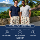 Friends in matching Men's Fourth Fizz Custom Face Beach Shorts — a group gift photo