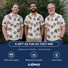Friends in matching Men's Fourth Fizz Custom Face Polo Shirt — a group gift photo