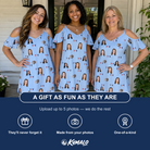 Friends in matching Women's Yankee Doodle Custom Face Off-Shoulder Dress — a group gift photo