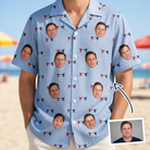 Man wearing Men's Yankee Doodle Custom Face Hawaiian Shirt — custom faces printed all-over