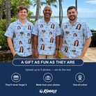 Friends in matching Men's Yankee Doodle Custom Face Hawaiian Shirt — a group gift photo