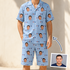 Man wearing Men's Yankee Doodle Custom Face Shirt & Shorts Set — custom faces printed all-over