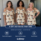 Friends in matching Women's Freedom Shades Custom Face Off-Shoulder Dress — a group gift photo