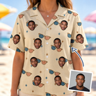 Woman wearing Women's Freedom Shades Custom Face Hawaiian Shirt — custom faces printed all-over