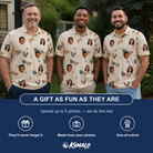 Friends in matching Men's Freedom Shades Custom Face Polo Shirt — a group gift photo
