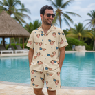 Real-life photo of someone wearing Men's Freedom Shades Custom Face Shirt & Shorts Set — custom faces printed all-over