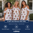 Friends in matching Women's Boom Banner Custom Face Off-Shoulder Dress — a group gift photo
