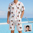 Man wearing Men's Boom Banner Custom Face Shirt & Shorts Set — custom faces printed all-over
