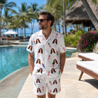 Real-life photo of someone wearing Men's Boom Banner Custom Face Shirt & Shorts Set — custom faces printed all-over