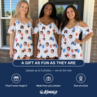 Friends in matching Women's Rocket Ribbons Custom Face Off-Shoulder Dress — a group gift photo