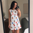 Real-life photo of someone wearing Women's Rocket Ribbons Custom Face Tank Dress — custom faces printed all-over