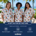 Friends in matching Women's Rocket Ribbons Custom Face Hawaiian Shirt — a group gift photo