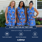 Friends in matching Women's Patriot Pop Custom Face V-Neck Dress — a group gift photo