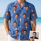 Man wearing Men's Patriot Pop Custom Face Hawaiian Shirt — custom faces printed all-over