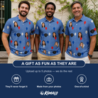 Friends in matching Men's Patriot Pop Custom Face Polo Shirt — a group gift photo