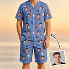 Man wearing Men's Patriot Pop Custom Face Shirt & Shorts Set — custom faces printed all-over