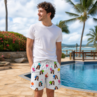 Real-life photo of someone wearing Men's Cousin Cookout Custom Face Beach Shorts — custom faces printed all-over