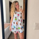 Real-life photo of someone wearing Women's Cousin Cookout Custom Face Tank Dress — custom faces printed all-over