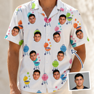 Man wearing Men's Cousin Cookout Custom Face Hawaiian Shirt — custom faces printed all-over