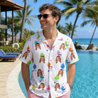 Real-life photo of someone wearing Men's Cousin Cookout Custom Face Hawaiian Shirt — custom faces printed all-over