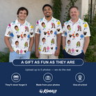 Friends in matching Men's Cousin Cookout Custom Face Polo Shirt — a group gift photo