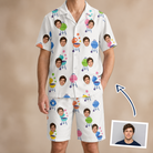 Man wearing Men's Cousin Cookout Custom Face Shirt & Shorts Set — custom faces printed all-over
