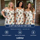 Friends in matching Women's Folksy Flutter Custom Face Off-Shoulder Dress — a group gift photo