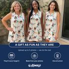 Friends in matching Women's Folksy Flutter Custom Face V-Neck Dress — a group gift photo