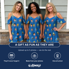Friends in matching Women's Patio Perch Custom Face Off-Shoulder Dress — a group gift photo